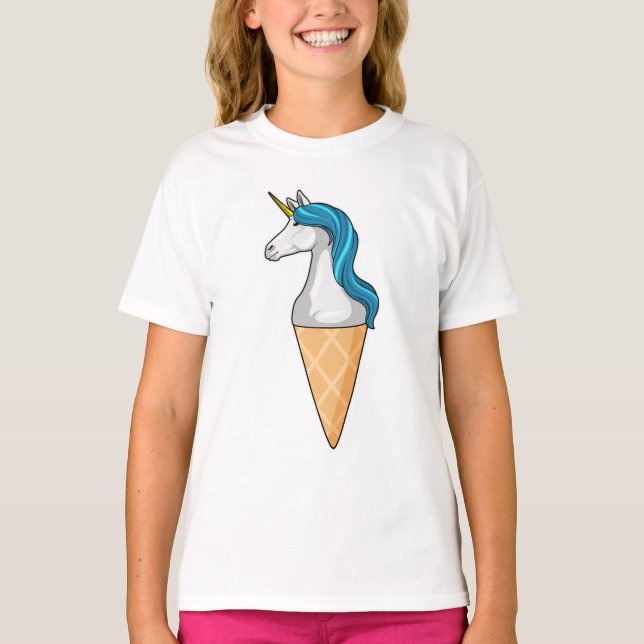 Unicorn with Waffle ice cream T-Shirt (Front)