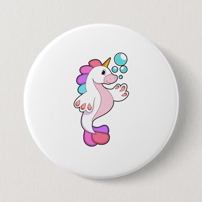 Unicorn with Water bubbles.PNG 7.5 Cm Round Badge (Front)