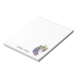 Unicorn With Wild Flowers In Watercolor Notepad