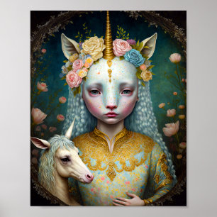 Unicorn Woman Fantasy Art Poster