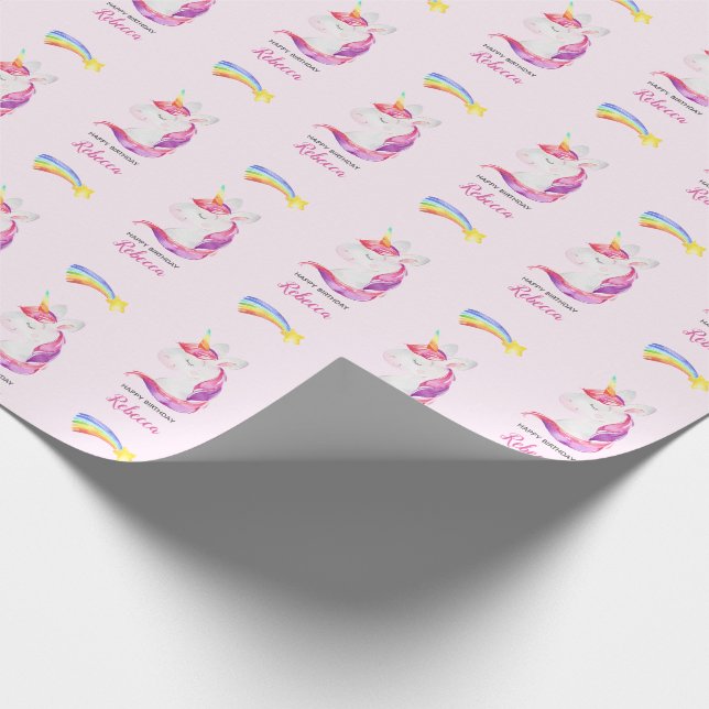 Unicorn Wrapping Paper (Watercolor Rainbow) (Corner)