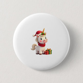 Unicorn Xmas Decoration Santa Unicorn Christmas T- 6 Cm Round Badge