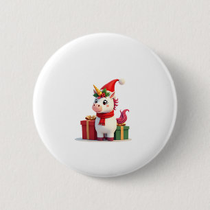 Unicorn Xmas Decoration Santa Unicorn Christmas T- 6 Cm Round Badge