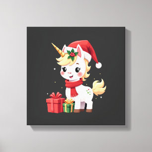 Unicorn Xmas Decoration Santa Unicorn Christmas T- Canvas Print