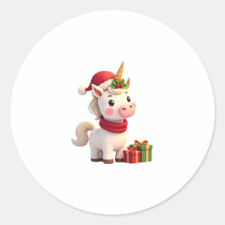 Unicorn Xmas Decoration Santa Unicorn Christmas T- Classic Round Sticker