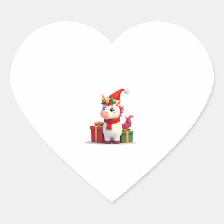 Unicorn Xmas Decoration Santa Unicorn Christmas T- Heart Sticker