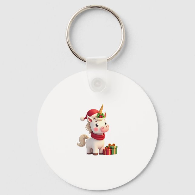 Unicorn Xmas Decoration Santa Unicorn Christmas T- Key Ring (Front)
