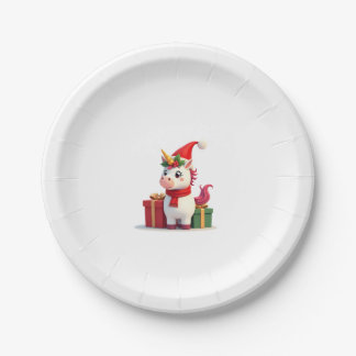 Unicorn Xmas Decoration Santa Unicorn Christmas T- Paper Plate