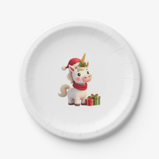 Unicorn Xmas Decoration Santa Unicorn Christmas T- Paper Plate