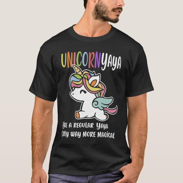 Unicorn Yaya Cute Magical Funny Family Christmas T-Shirt (Front)