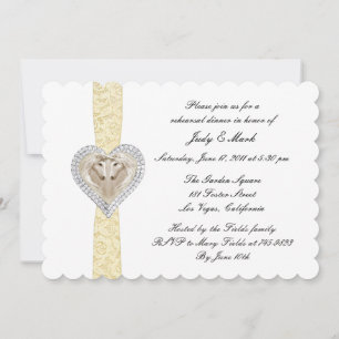 Unicorn Yellow Lace Rehearsal Dinner Invitation