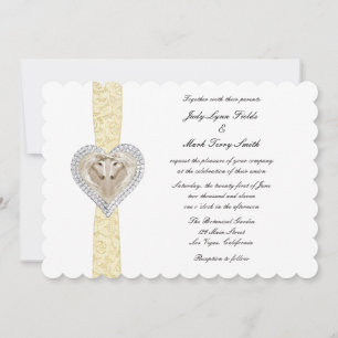 Unicorn Yellow Lace Wedding Invitation