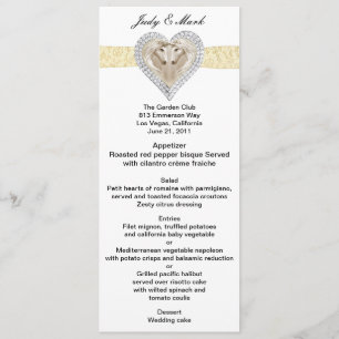 Unicorn Yellow Lace Wedding Menu Card