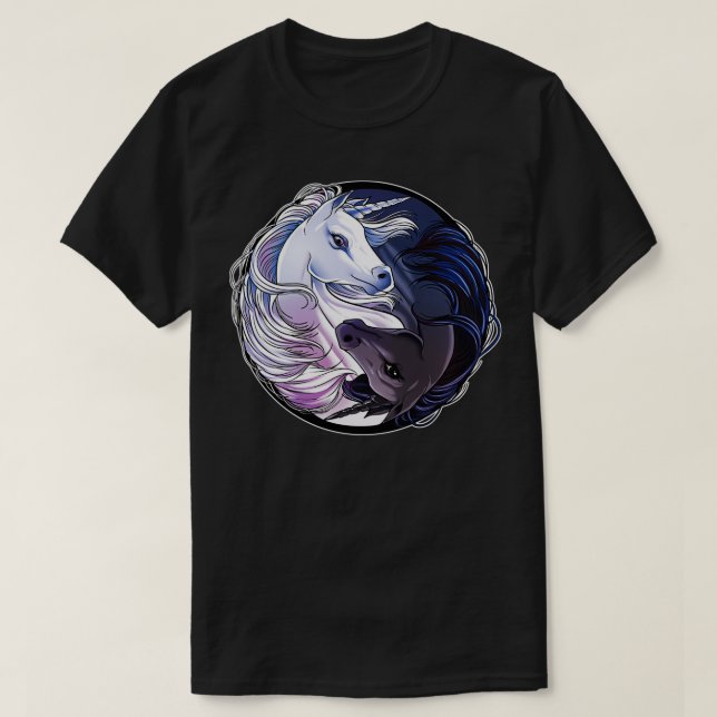 Unicorn Yin Yang Funny Yoga Unicorns Men Women T-Shirt (Design Front)