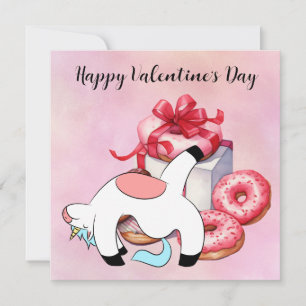 Unicorn Yoga Class on Valentine's Day Holiday Card
