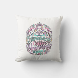 Unicorn Yoga Coffee Unicorns Stylish T-Shirt Desig Cushion