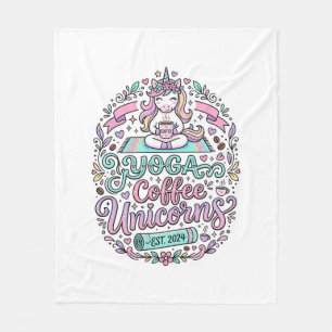Unicorn Yoga Coffee Unicorns Stylish T-Shirt Desig Fleece Blanket