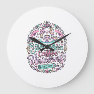 Unicorn Yoga Coffee Unicorns Stylish T-Shirt Desig Large Clock