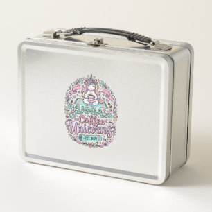 Unicorn Yoga Coffee Unicorns Stylish T-Shirt Desig Metal Lunch Box
