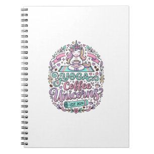 Unicorn Yoga Coffee Unicorns Stylish T-Shirt Desig Notebook