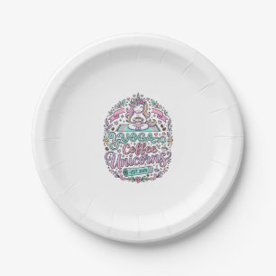 Unicorn Yoga Coffee Unicorns Stylish T-Shirt Desig Paper Plate