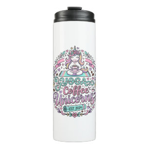 Unicorn Yoga Coffee Unicorns Stylish T-Shirt Desig Thermal Tumbler