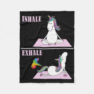 Unicorn Yoga Inhale Exhale Fart Funny Fleece Blanket