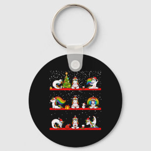 Unicorn Yoga Pose Christmas Pajama Funny Zen Namas Key Ring