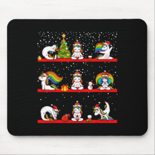Unicorn Yoga Pose Christmas Pajama Funny Zen Namas Mouse Pad