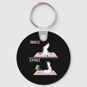 Unicorn Yoga Pose Inhale Exhale Farting Unicorn Fu Key Ring