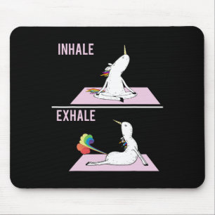 Unicorn Yoga Pose Inhale Exhale Farting Unicorn Fu Mouse Pad