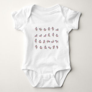 Unicorn Yoga Poses Pattern Design Baby Bodysuit