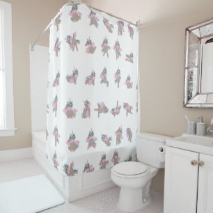 Unicorn Yoga Poses Pattern Design Shower Curtain
