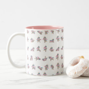 Unicorn Yoga Poses Pattern Design Two-Tone Coffee Mug