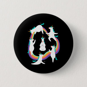 Unicorn Yoga Sun Salutation Poses Rainbow Meme 6 Cm Round Badge