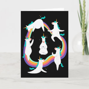 Unicorn Yoga Sun Salutation Poses Rainbow Meme Card