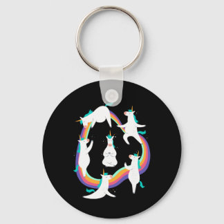 Unicorn Yoga Sun Salutation Poses Rainbow Meme  Key Ring