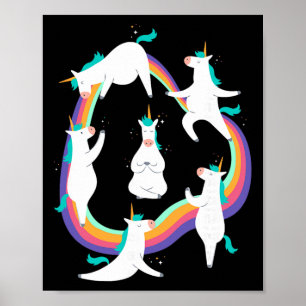 Unicorn Yoga Sun Salutation Poses Rainbow Meme Poster