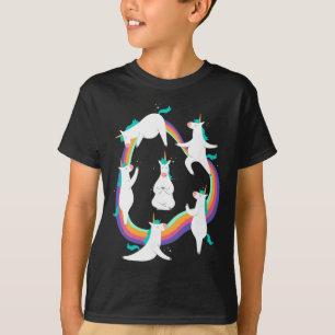 Unicorn Yoga Sun Salutation Poses Rainbow Meme T-Shirt