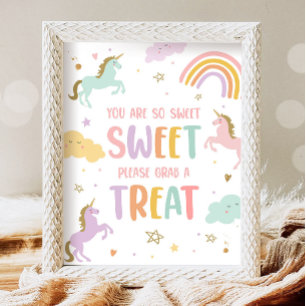 Unicorn You Are Sweet Take a Treat Girl Birthday Poster