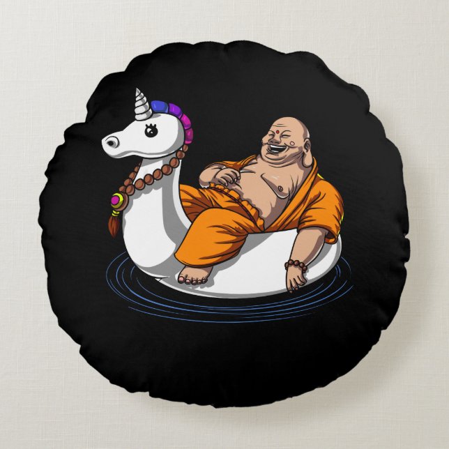 Unicorn Zen Yoga Round Cushion (Front)