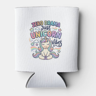 Unicorn Zero Drama Just Unicorn Vibes Bold Typogra Can Cooler