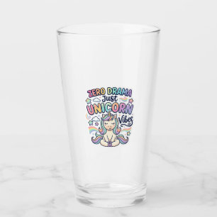 Unicorn Zero Drama Just Unicorn Vibes Bold Typogra Glass