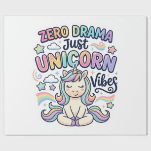 Unicorn Zero Drama Just Unicorn Vibes Bold Typogra Wrapping Paper