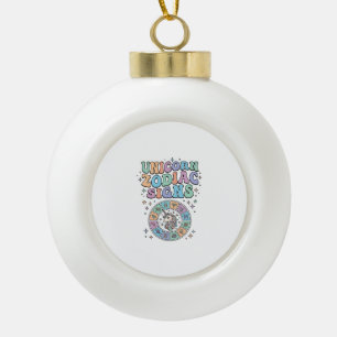 Unicorn Zodiac Signs Kawaii Vector Design_1 Ceramic Ball Christmas Ornament