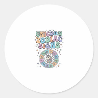 Unicorn Zodiac Signs Kawaii Vector Design_1 Classic Round Sticker