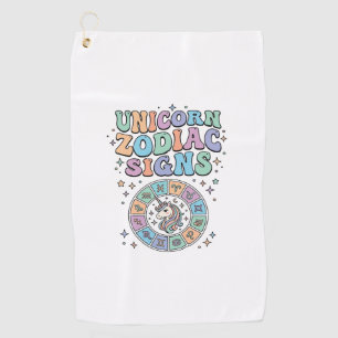 Unicorn Zodiac Signs Kawaii Vector Design_1 Golf Towel