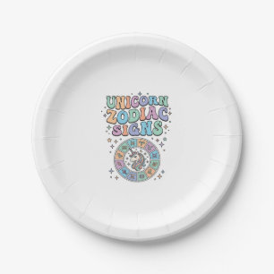 Unicorn Zodiac Signs Kawaii Vector Design_1 Paper Plate