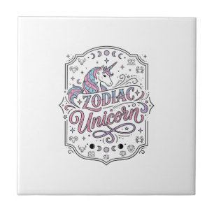 Unicorn Zodiac Unicorn Playful Cute Gift Design_1 Tile