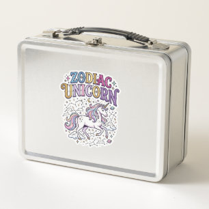 Unicorn Zodiac Unicorn Premium Vector Marketplace Metal Lunch Box